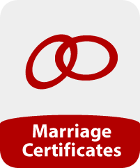 Image of two wedding rings and the words 'Marriage Certificates'